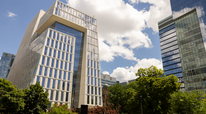 The exterior of the Schwartz Reisman Innovation Campus building