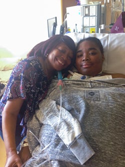 Carisse Samuel&nbsp;in the hospital with her mother bernadine