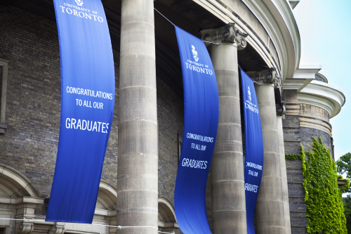 Banners outside of Convocation Hall