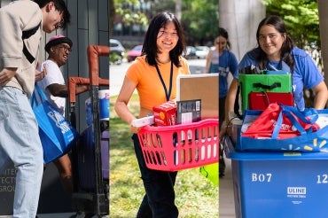 various photos of students moving onto the University of Toronto campus