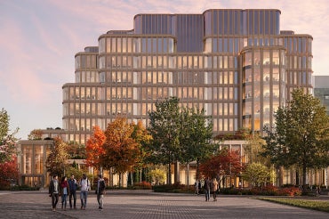 Rendering of the new Temerty building as seen at dusk
