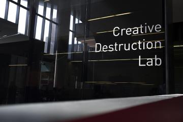 A sign reads Creative Destruction Lab