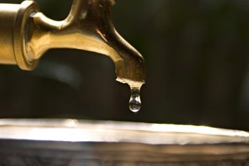 Water drips from a spigot