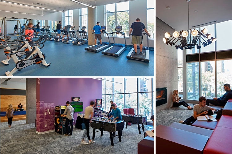 various views of the interior of campusone common areas