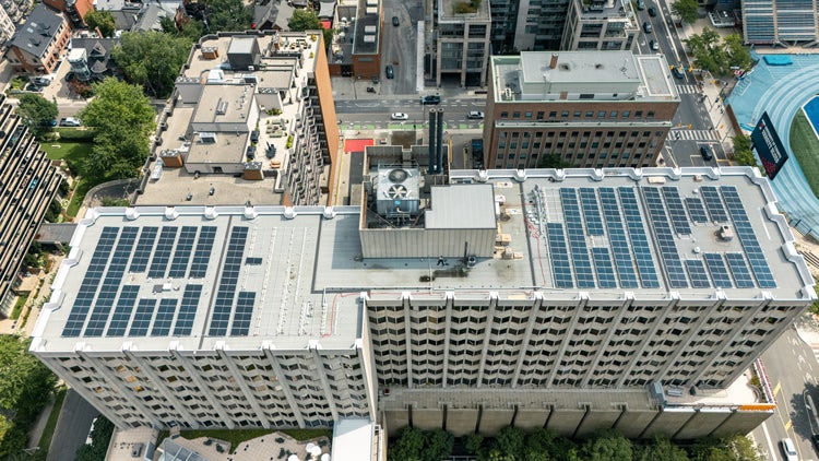 aerial view of the OISE solar panels